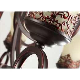 24 Luzes Teto Alto Vintage Country Island Pintura Lustre de Metal com Tons de Vidro Teto Alto