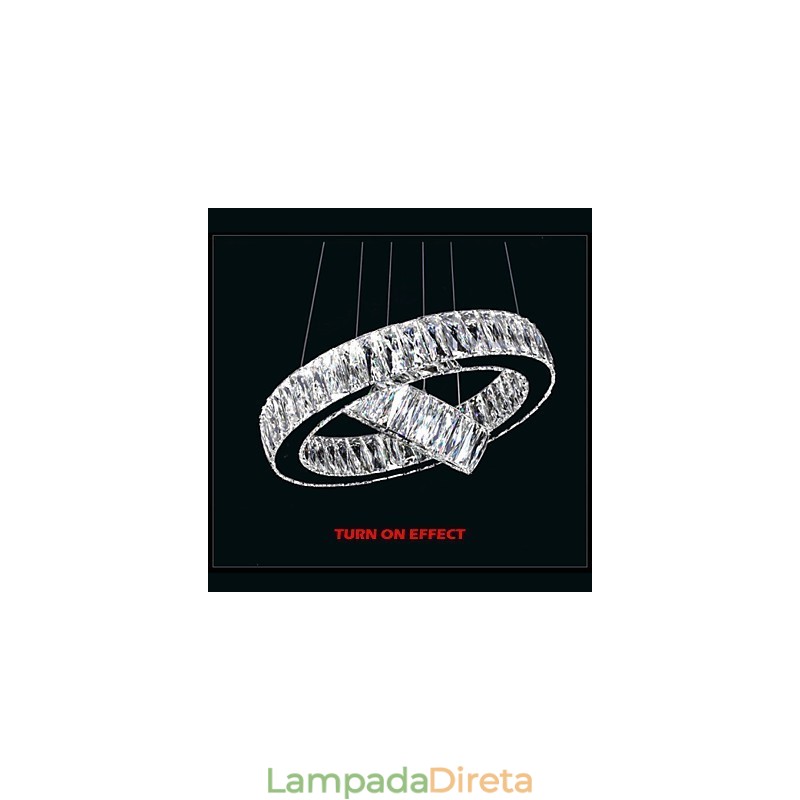 Lustre de cristal Luzes Iluminação moderna Dois anéis D2040 K9 Grandes luminárias de teto de cristal para casa