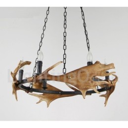 Lustre de chifre de veado rústico de 6 luzes