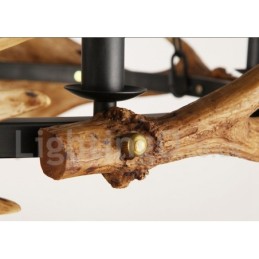 Lustre de chifre de veado rústico de 6 luzes