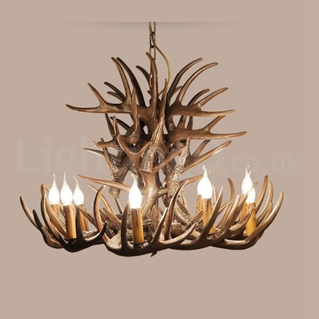 Lustre de chifre retrô artístico rústico de 9 luzes Lustre de chifre retrô artístico rústico de 9 luzes
