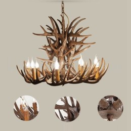 Lustre de chifre retrô artístico rústico de 9 luzes