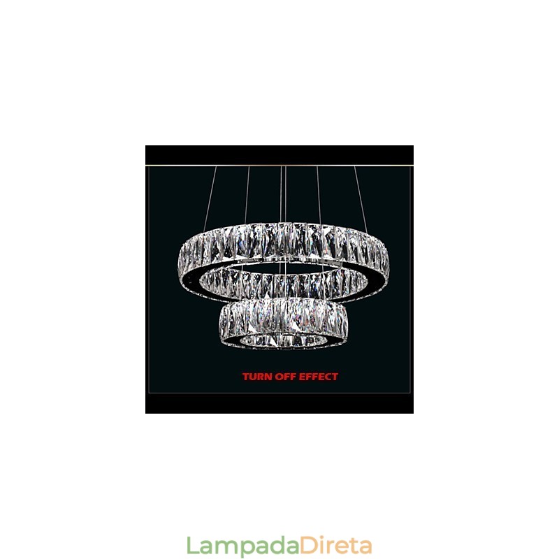 Lustre de cristal Luzes Iluminação moderna Dois anéis D2040 K9 Grandes luminárias de teto de cristal para casa