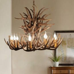 Lustre de chifre retrô artístico rústico de 9 luzes