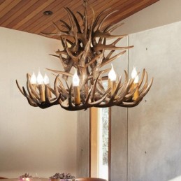 Lustre de chifre retrô artístico rústico de 9 luzes