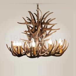 Lustre de chifre retrô artístico rústico de 9 luzes