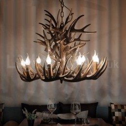 Lustre de chifre retrô artístico rústico de 9 luzes