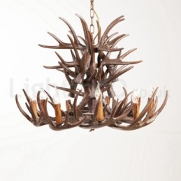 Lustre de chifre retrô artístico rústico de 9 luzes
