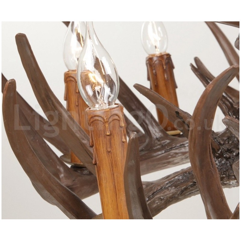 Lustre de chifre retrô artístico rústico de 9 luzes