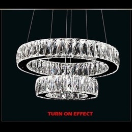 Lustre de cristal Luzes Iluminação moderna Dois anéis D2040 K9 Grandes luminárias de teto de cristal para casa