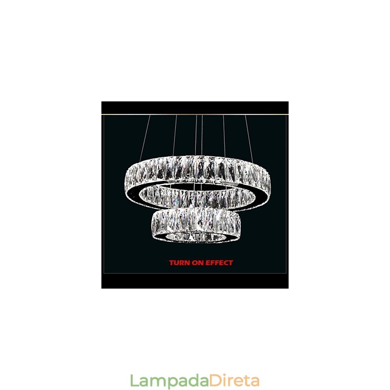 Lustre de cristal Luzes Iluminação moderna Dois anéis D2040 K9 Grandes luminárias de teto de cristal para casa