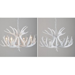 Lustre branco de chifre retrô artístico rústico de 4 luzes