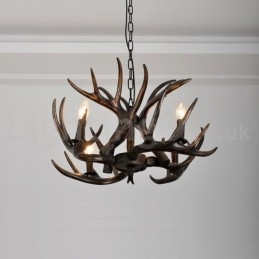 Lustre preto gradiente de chifre retrô artístico rústico de 4 luzes