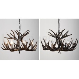Lustre preto gradiente de chifre retrô artístico rústico de 4 luzes