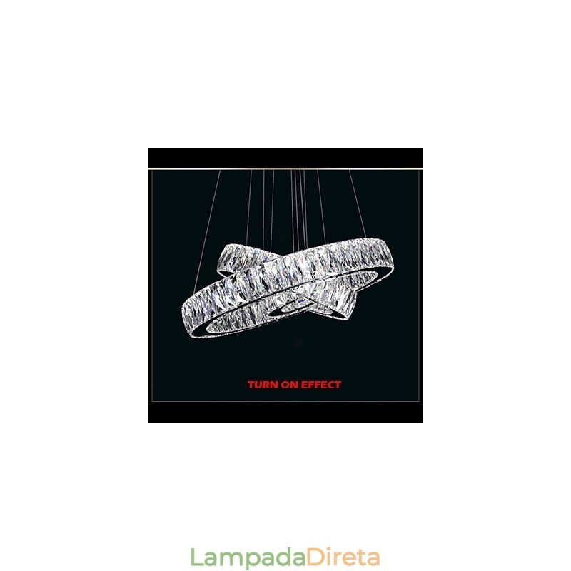 Lustre de cristal Luzes Iluminação moderna Dois anéis D2040 K9 Grandes luminárias de teto de cristal para casa