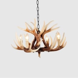 Lustre antigo de chifre retrô artístico rústico de 4 luzes
