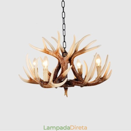 Lustre antigo de chifre retrô artístico rústico de 4 luzes Lustre antigo de chifre retrô artístico rústico de 4 luzes