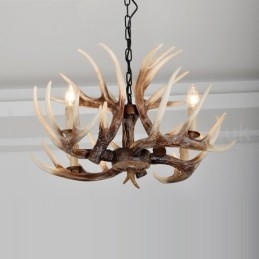 Lustre antigo de chifre retrô artístico rústico de 4 luzes