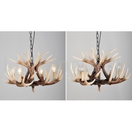 Lustre antigo de chifre retrô artístico rústico de 4 luzes