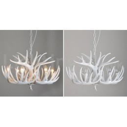 Lustre branco de chifre retrô artístico rústico de 6 luzes