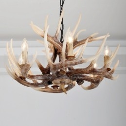Lustre vintage de chifre retrô artístico rústico de 6 luzes