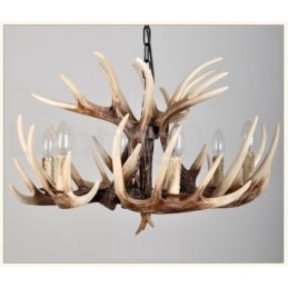 Lustre vintage de chifre retrô artístico rústico de 6 luzes