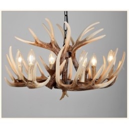 Lustre vintage de chifre retrô artístico rústico de 6 luzes