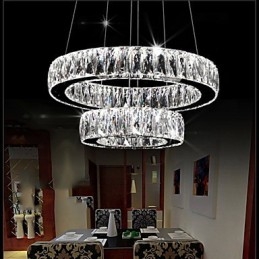 Lustre de cristal Luzes Iluminação moderna Dois anéis D2040 K9 Grandes luminárias de teto de cristal para casa