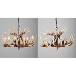 Lustre vintage de chifre retrô artístico rústico de 6 luzes