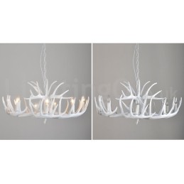 Lustre branco de chifre retrô artístico rústico de 9 luzes