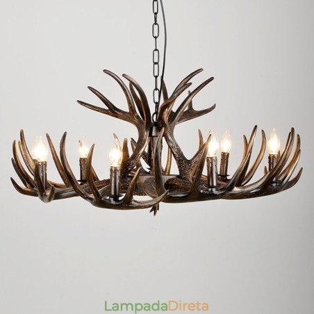 Lustre preto de chifre retrô artístico rústico de 9 luzes Lustre preto de chifre retrô artístico rústico de 9 luzes