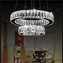 Lustre de cristal Luzes Iluminação moderna Dois anéis D2040 K9 Grandes luminárias de teto de cristal para casa