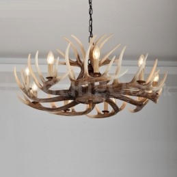 Lustre vintage de chifre retrô artístico rústico de 9 luzes