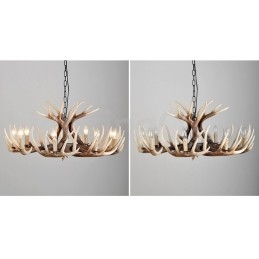 Lustre vintage de chifre retrô artístico rústico de 9 luzes