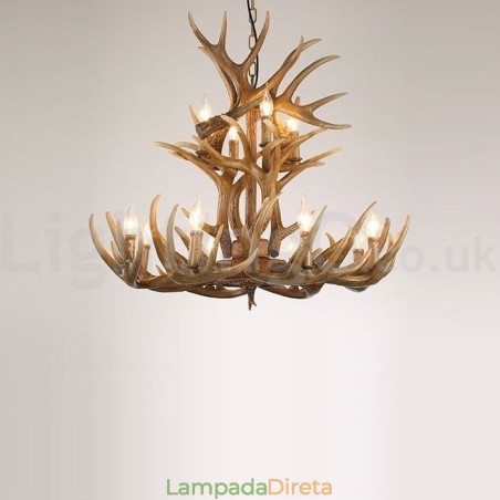 12 Luzes 2 Laços Rústico Artístico Retro Antler Vintage Lustre 12 Luzes 2 Laços Rústico Artístico Retro Antler Vintage Lustre