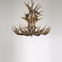 12 Luzes 2 Laços Rústico Artístico Retro Antler Vintage Lustre