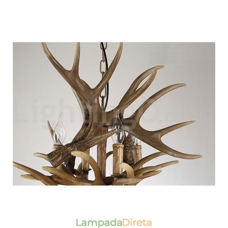 12 Luzes 2 Laços Rústico Artístico Retro Antler Vintage Lustre