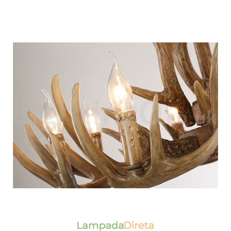 12 Luzes 2 Laços Rústico Artístico Retro Antler Vintage Lustre