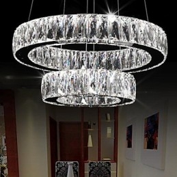 Lustre de cristal Luzes Iluminação moderna Dois anéis D2040 K9 Grandes luminárias de teto de cristal para casa