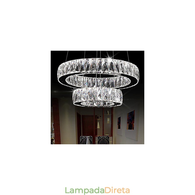 Lustre de cristal Luzes Iluminação moderna Dois anéis D2040 K9 Grandes luminárias de teto de cristal para casa