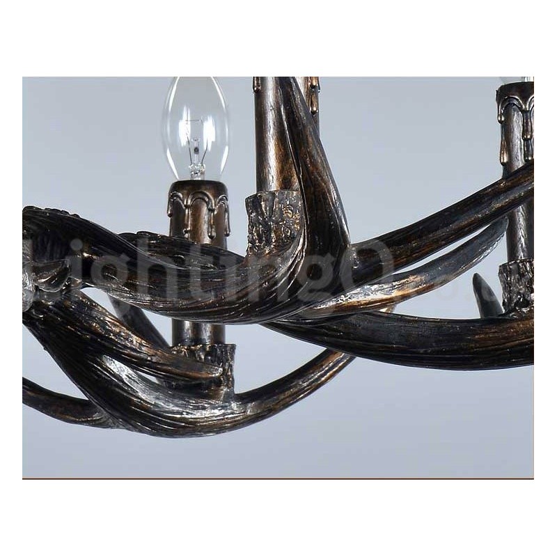 Lustre vintage preto com 6 luzes, rústico, artístico, retrô, chifre
