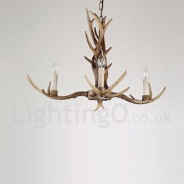Lustre de vela vintage com chifres retrô artístico rústico de 3 luzes