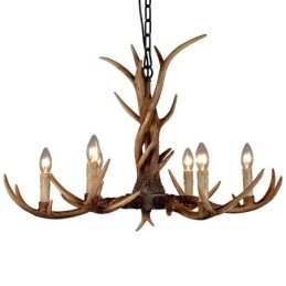 Lustre de vela vintage com chifres retrô artístico rústico de 6 luzes