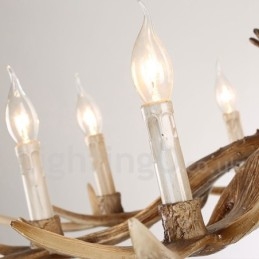 Lustre de vela vintage com chifres retrô artístico rústico de 6 luzes