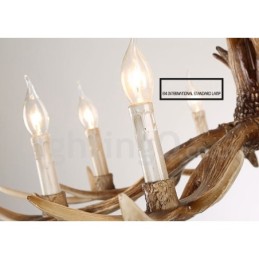 Lustre de vela vintage com chifres retrô artístico rústico de 8 luzes