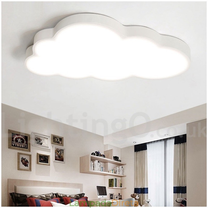 Nuvens ultrafinas reguláveis, estilo nórdico moderno e contemporâneo, luzes de teto embutidas com sombra de acrílico e controle remoto, também podem ser usadas como luz de parede