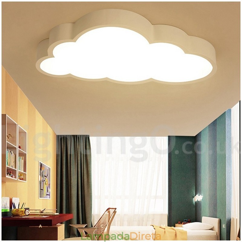 Nuvens ultrafinas reguláveis, estilo nórdico moderno e contemporâneo, luzes de teto embutidas com sombra de acrílico e controle remoto, também podem ser usadas como luz de parede