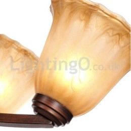 Lustre rústico de vidro com 6 lâmpadas em aço inoxidável