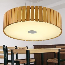 Lustre Mini Estilo Lanterna Madeira Bambu