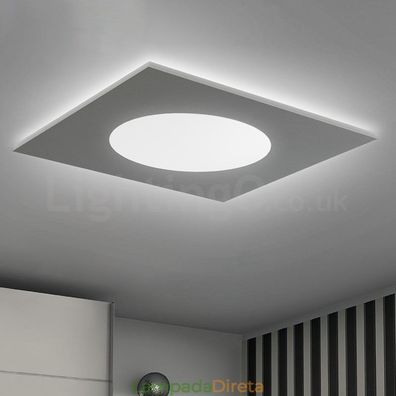 Luminária de teto moderna, elegante, quadrada, fina e embutida